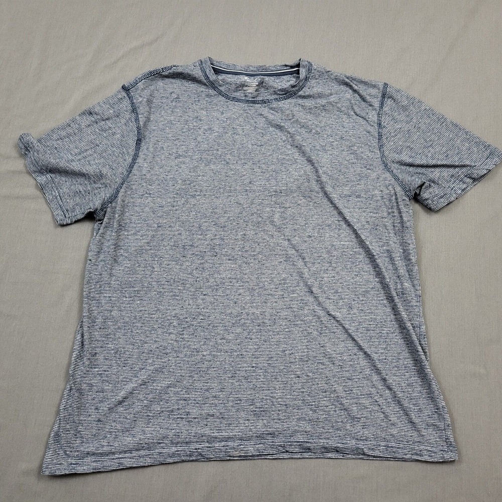 Members Mark Mens XL Soft Wash Tee Blue White Striped Short Sleeve‎ T-Shirt